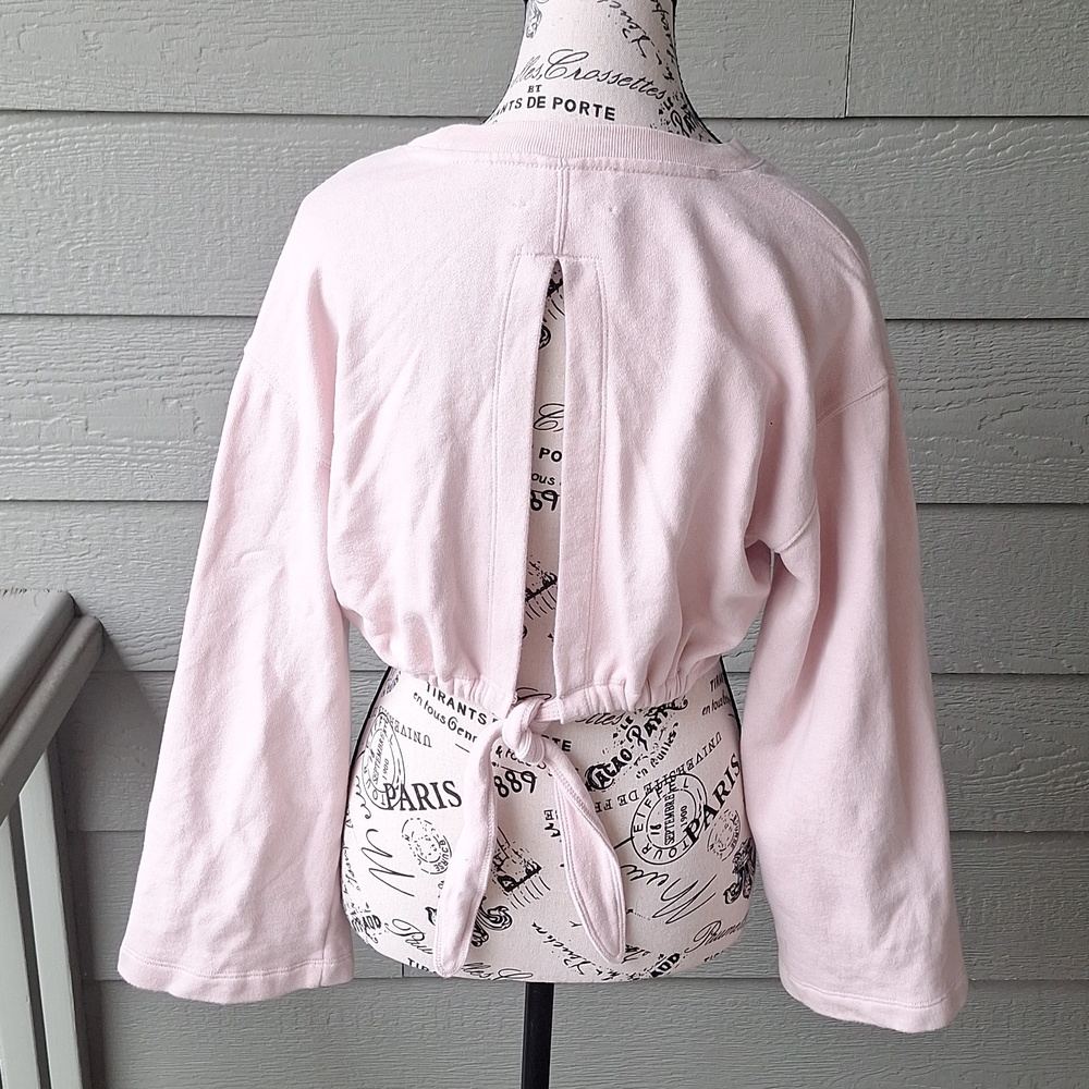 Aritzia Wilfred Free Pale Pink Cropped Tie-back Crewneck Size XS  Athleisure